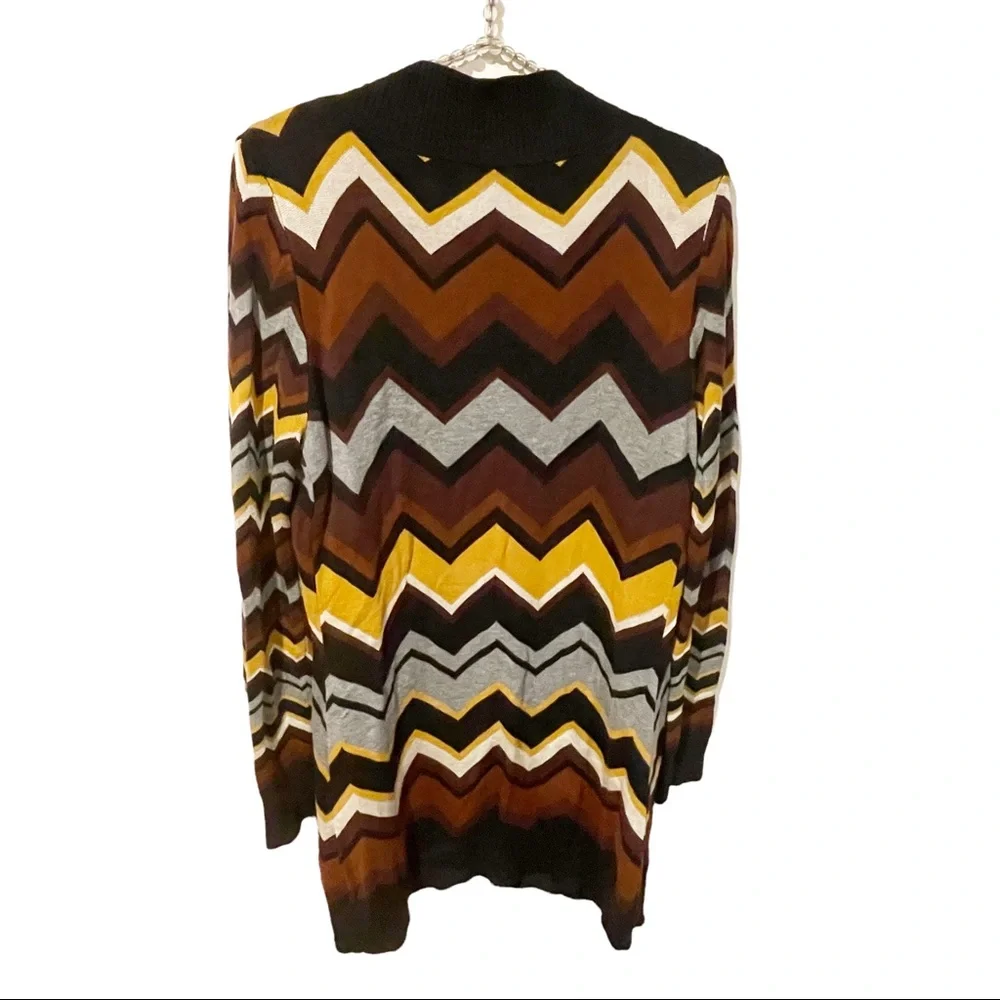Missoni for Target Medium Brown Long Cardigan Chevron Zig Zag Open‎ Front